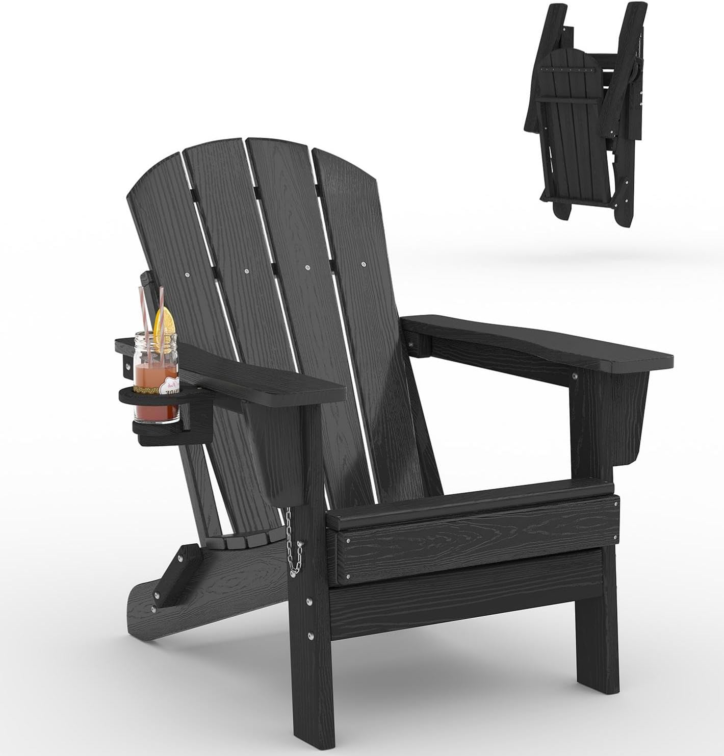 Outdoor Furniture With Fire Pit - Folding Adirondack Chair HDPE Plastic Outdoor