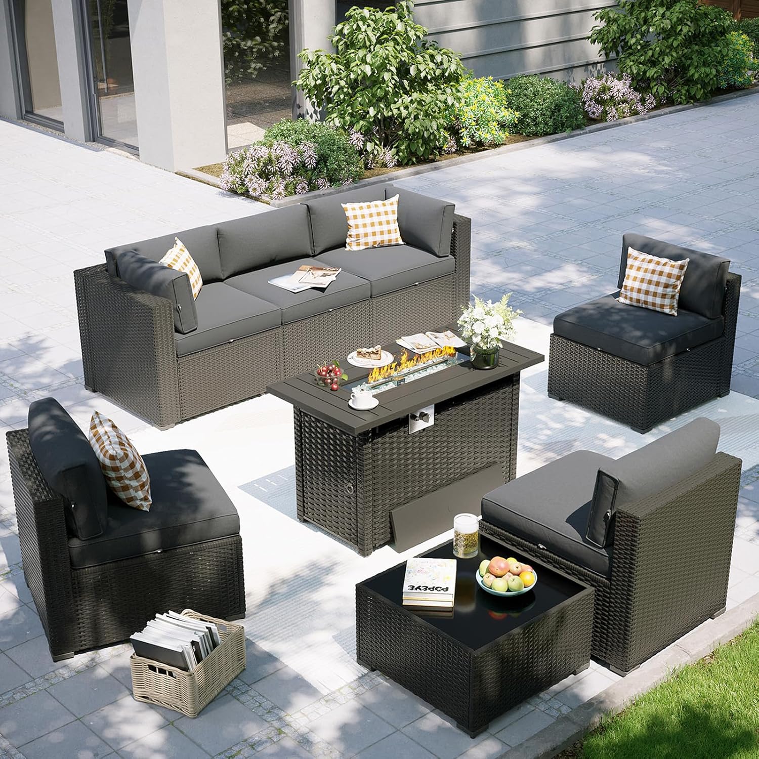 Outdoor Furniture With Fire Pit Table - Patio Furniture Set with Fire Pit