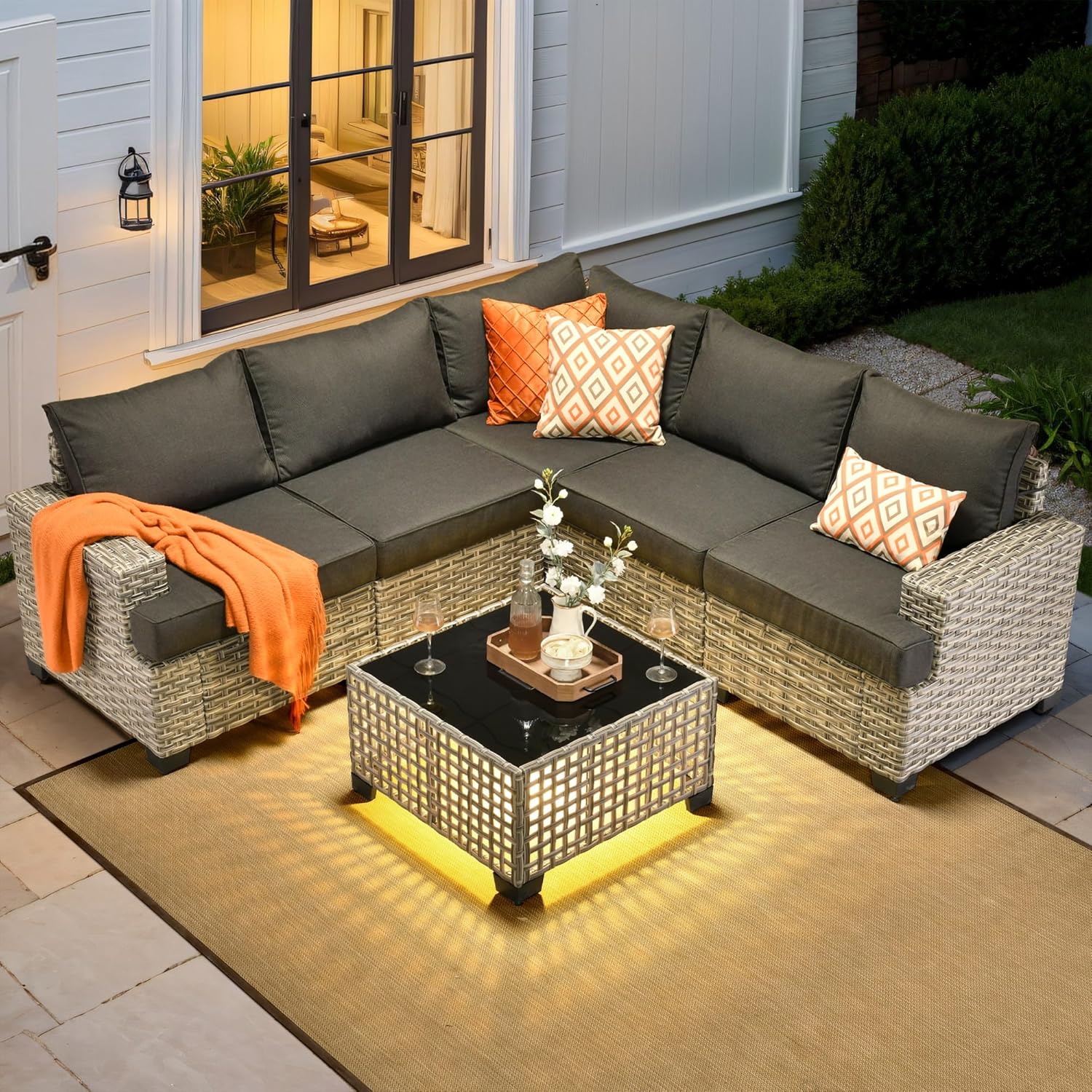Outdoor Furniture L Shape - *u-Outdoor Sectional Patio Furniture Set,6 Pieces