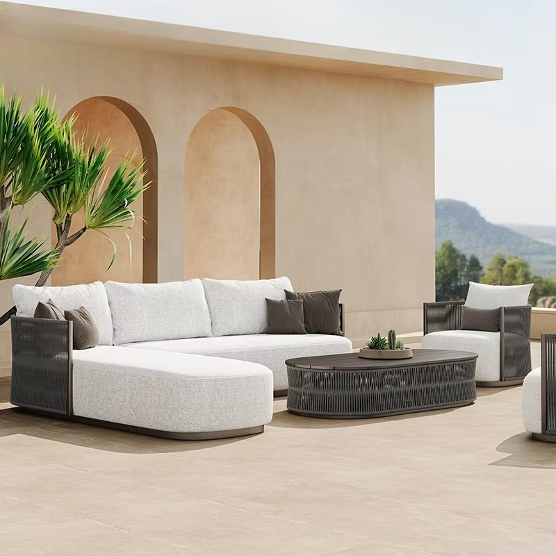 Outdoor Furniture L Shape - Patio Set Garden Pool Rope Modern