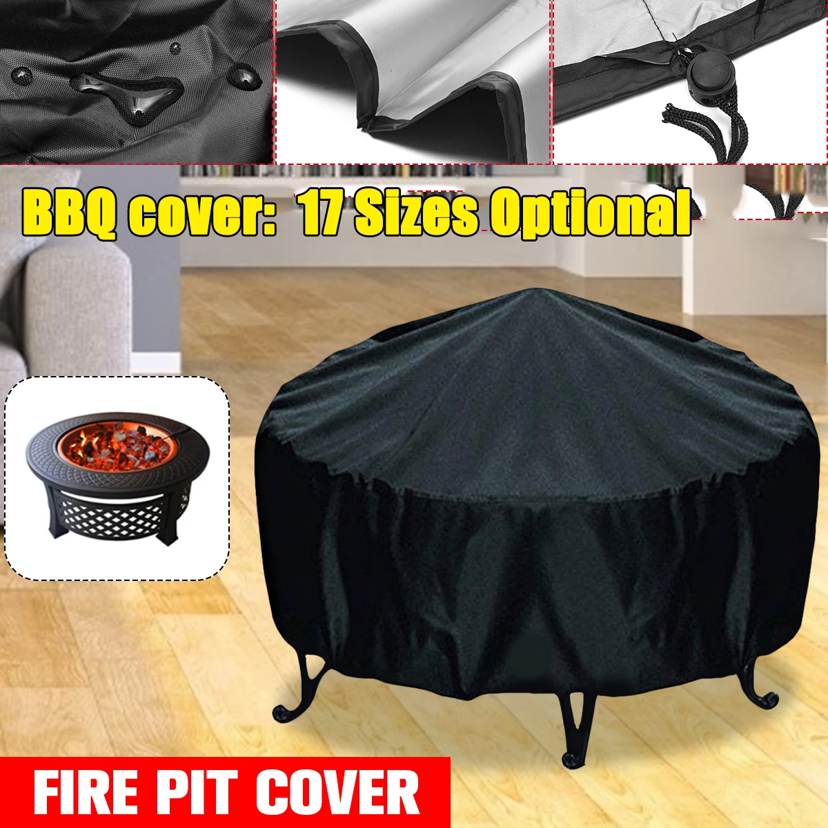Outdoor Furniture With Fire Pit - Waterproof Patio Fire Pit Cover Black