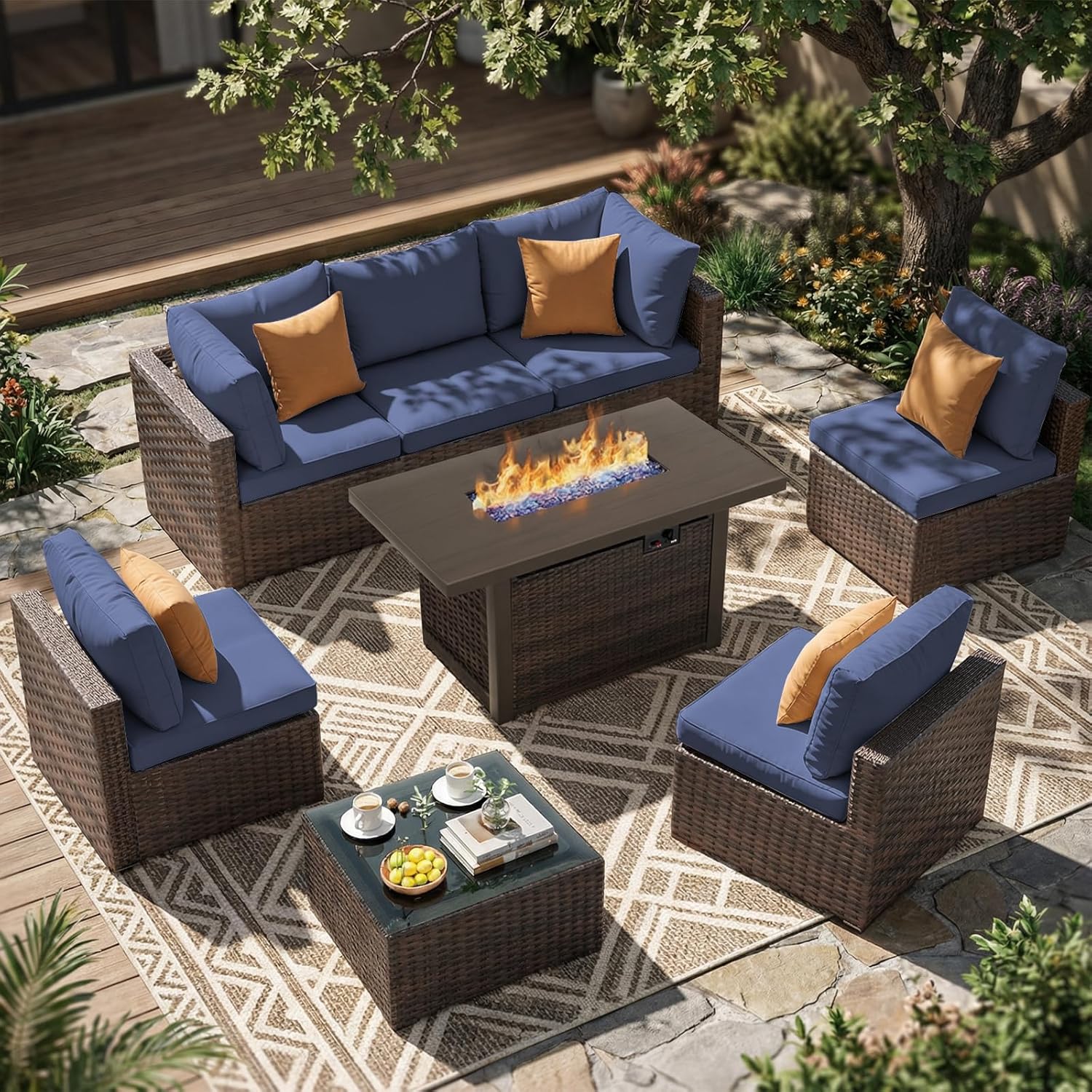 8 Pieces Patio Furniture Sets  - Outdoor Furniture With Fire Pit review and price