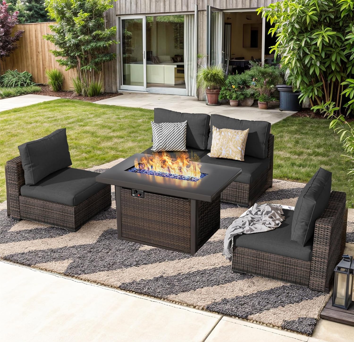 Outdoor Sectional Furniture, 5 - Outdoor Furniture With Fire Pit Table review and price