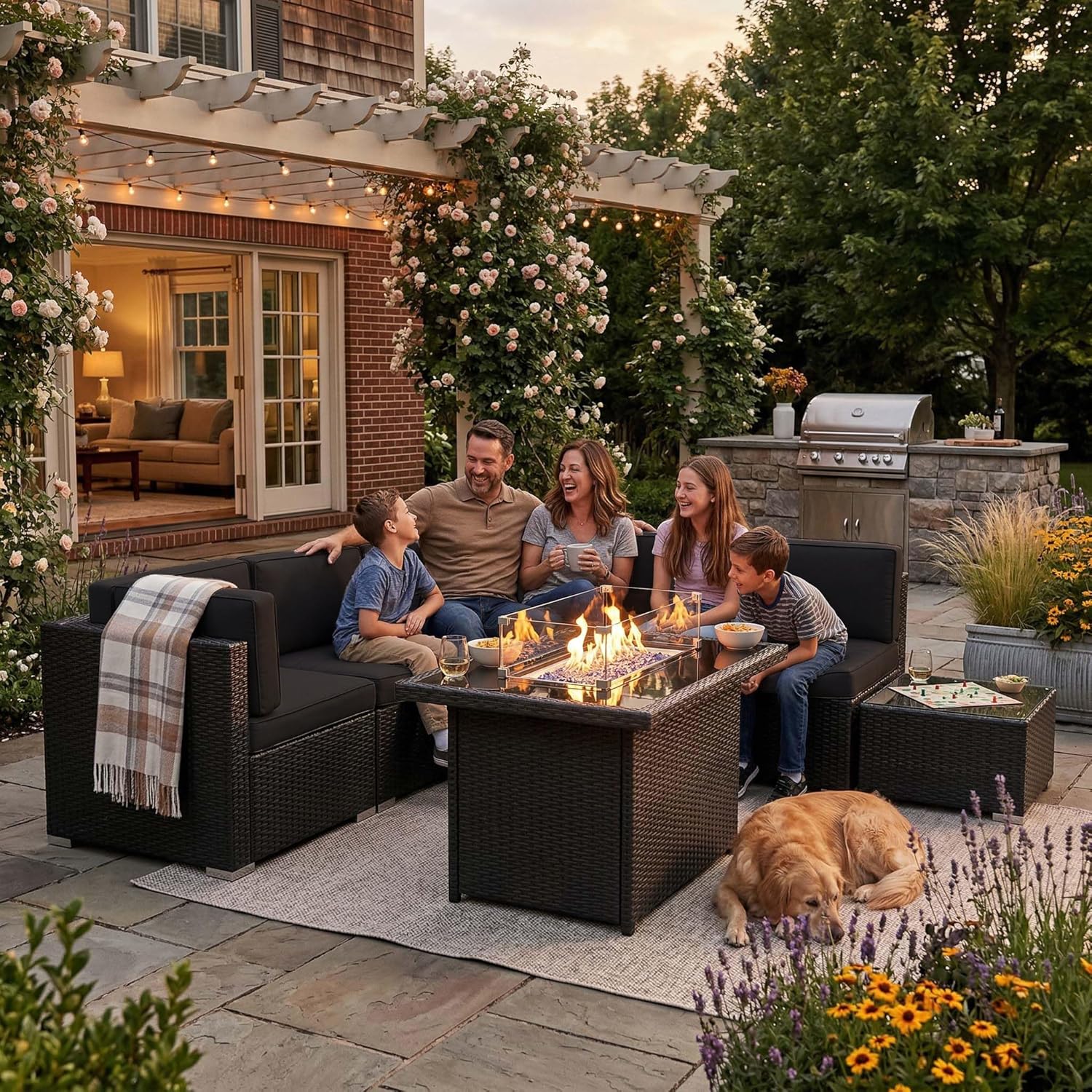 8 Pieces Patio Furniture Set w - Outdoor Furniture With Fire Pit Table review and price