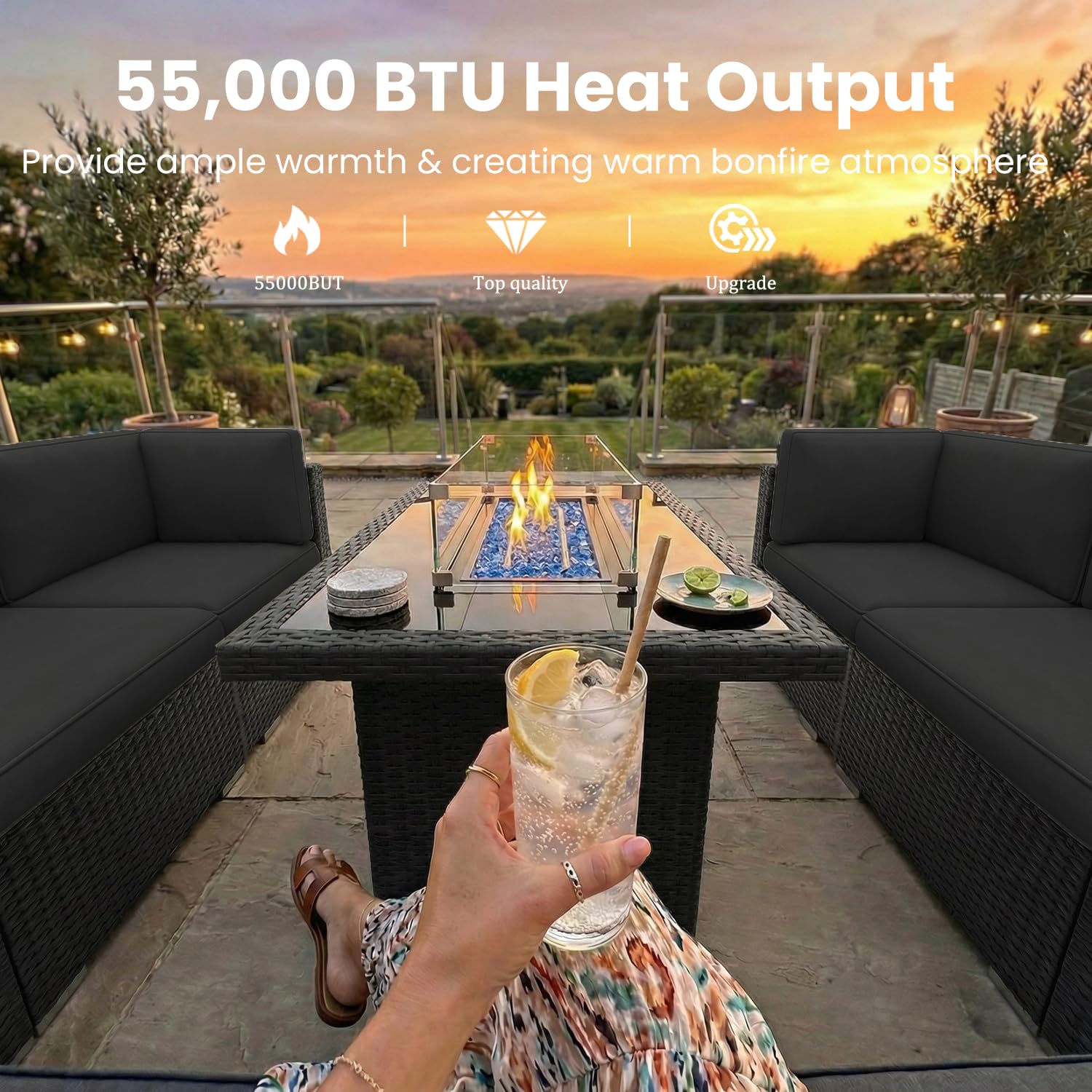 8 Pieces Patio Furniture Set w - Outdoor Furniture With Fire Pit Table review and price