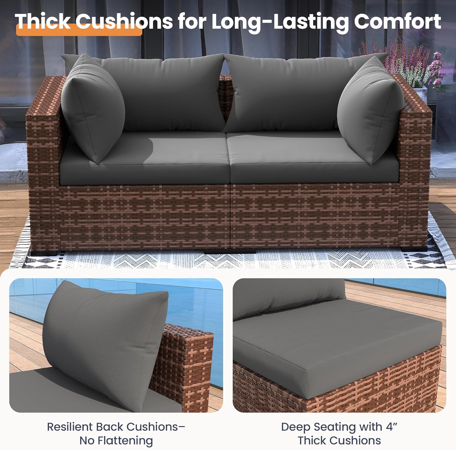 5-Piece Outdoor Sectional Sofa - Outdoor Furniture With Fire Pit Table review and price