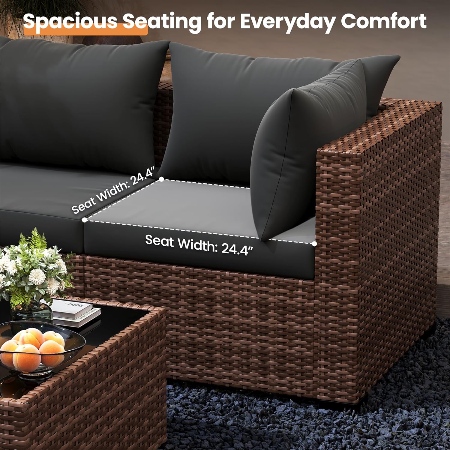 5-Piece Outdoor Sectional Sofa - Outdoor Furniture With Fire Pit Table review and price