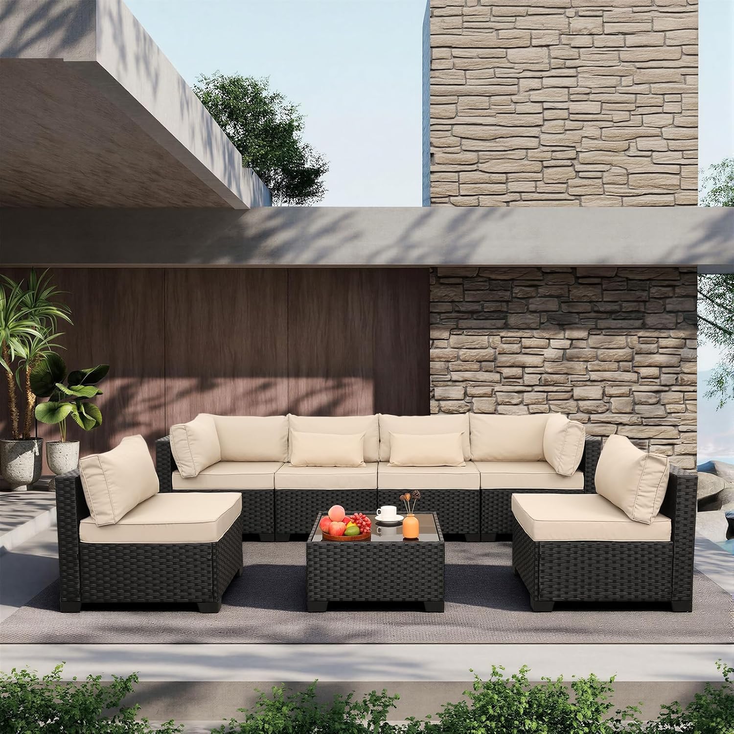 7 Piece Outdoor PE Wicker Ratt - Outdoor Furniture Rattan review and price