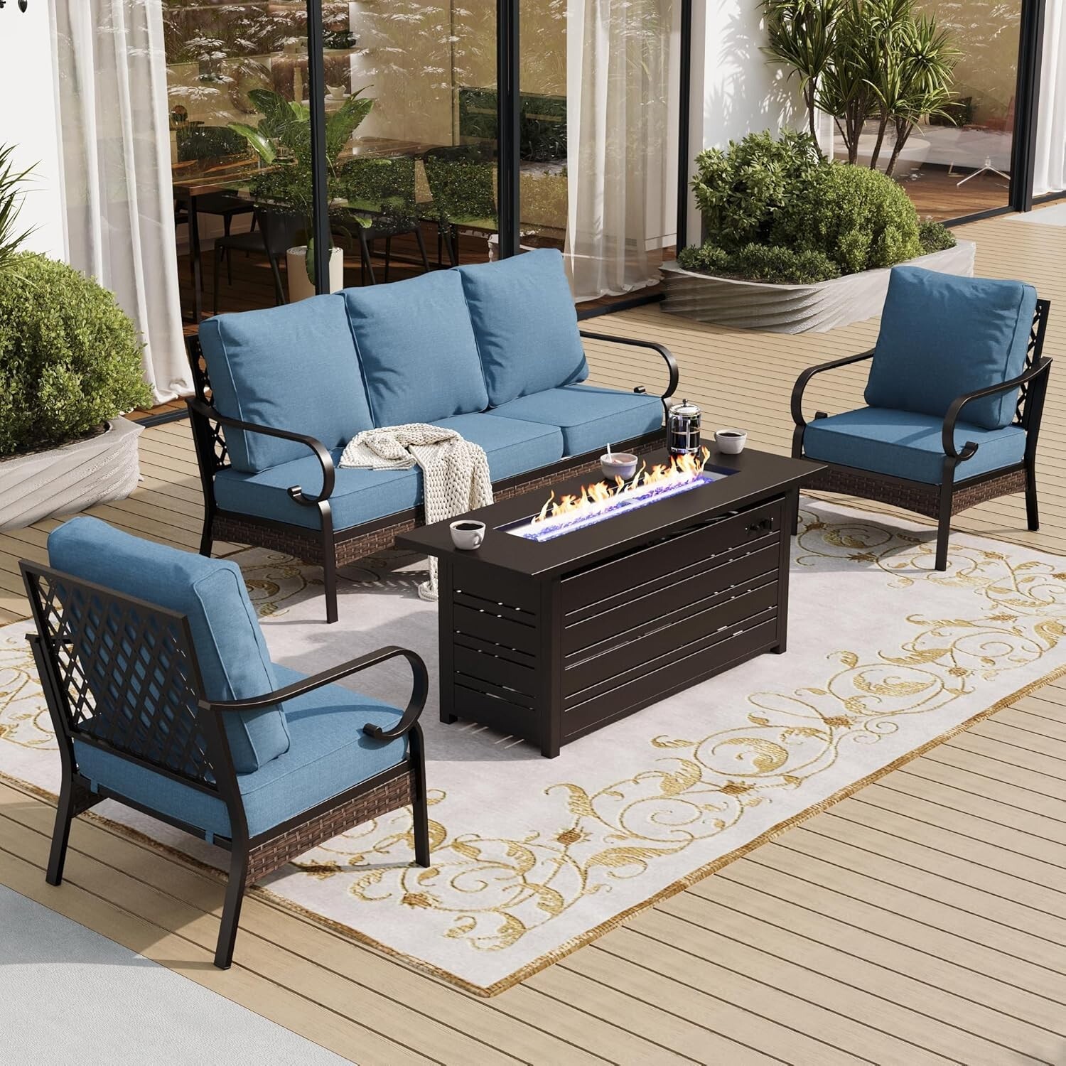 Outdoor Conversation Set with  - Outdoor Furniture With Fire Pit Table review and price