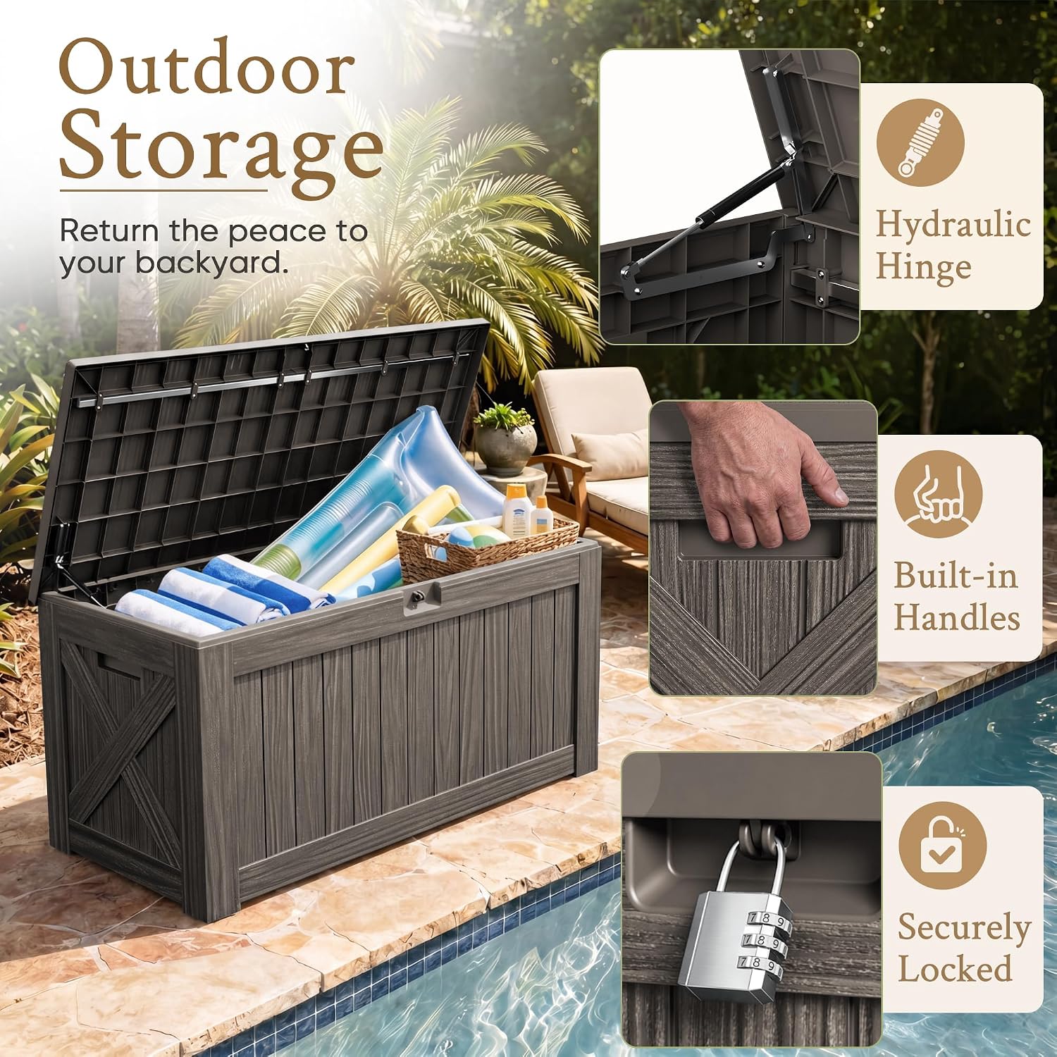 120 Gallon Large Deck Box Outd - Outdoor Furniture For Pool review and price