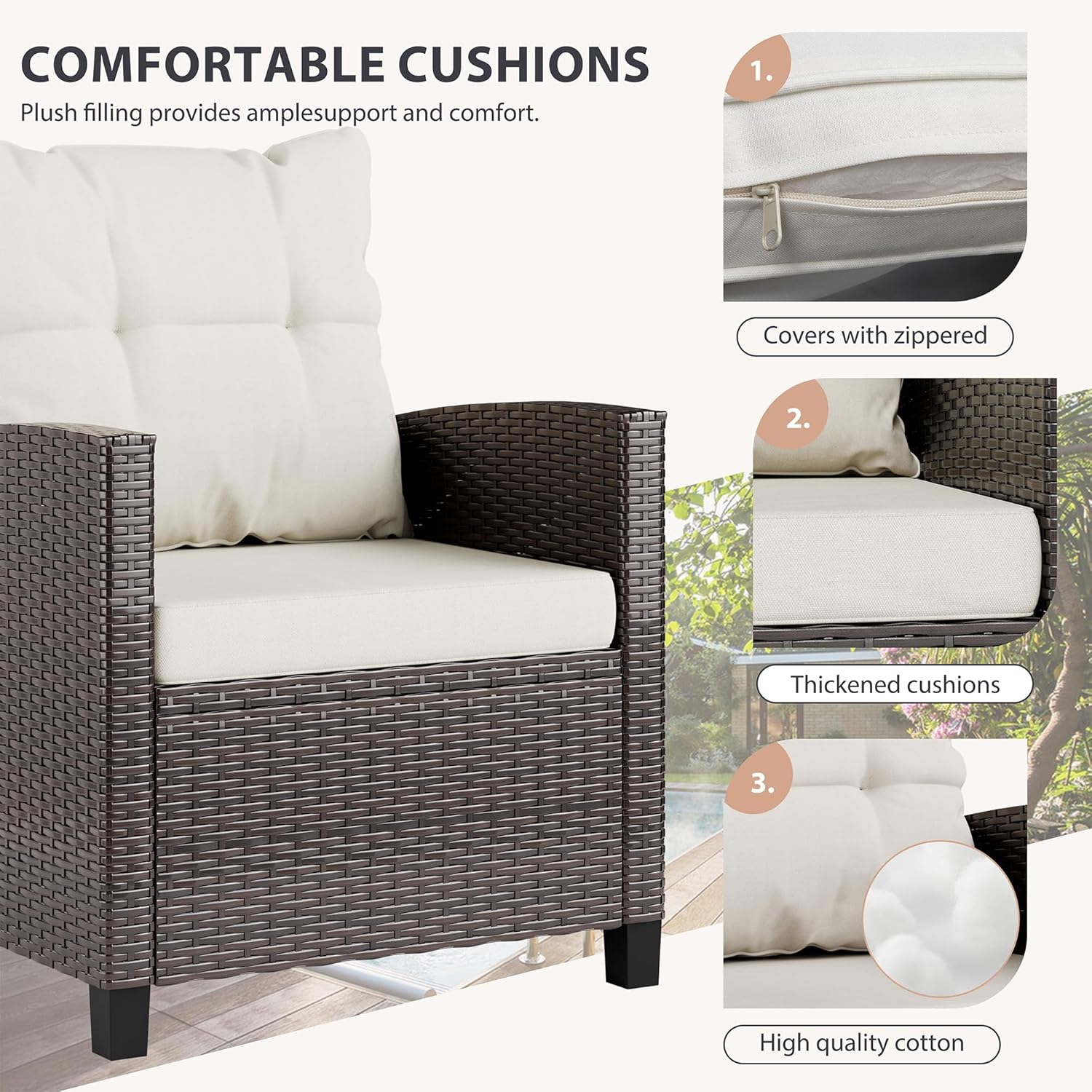 Beige compact 3-piece rattan w - Outdoor Furniture Rattan review and price