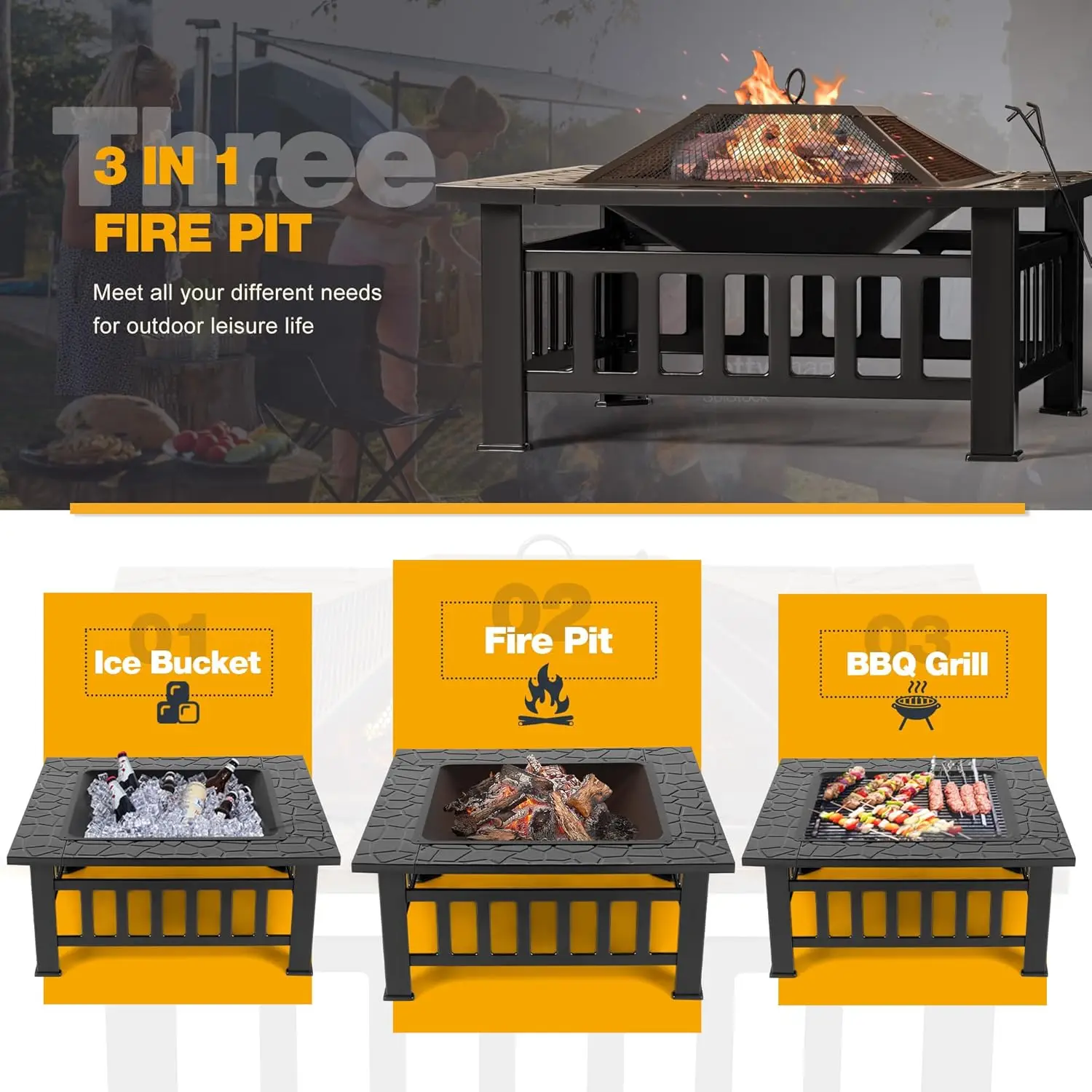 Outdoor Fire Pit, 32 Inch Fire - Outdoor Furniture With Fire Pit Table review and price