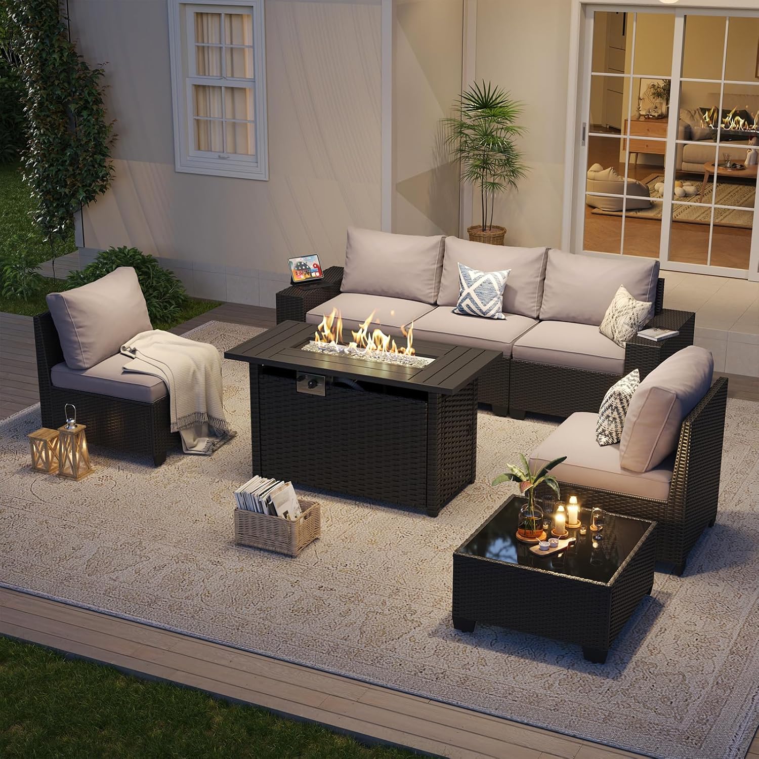 Outdoor Patio Furniture Set wi - Outdoor Furniture With Fire Pit Table review and price
