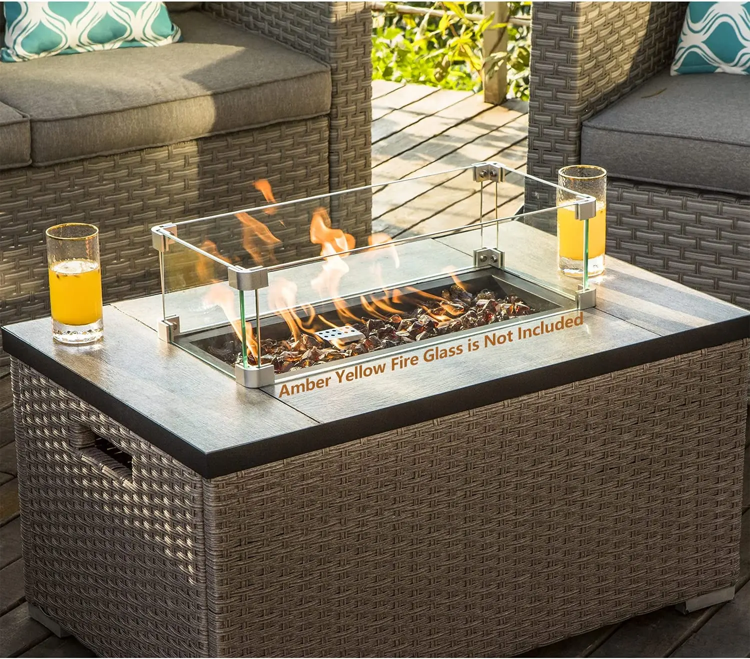 -Outdoor Furniture 5-Piece Wic - Outdoor Furniture With Fire Pit Table review and price