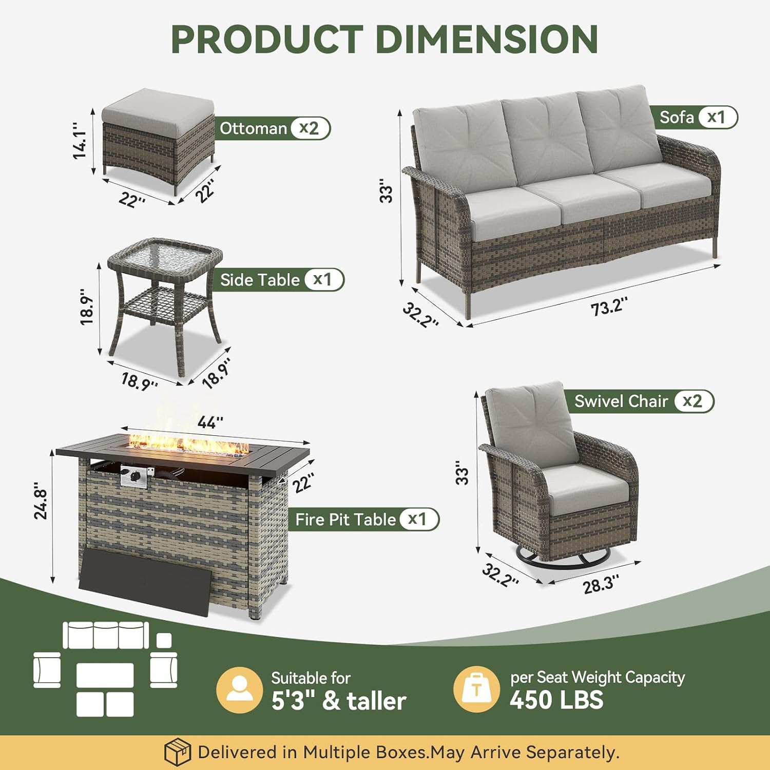 7-Piece Wicker Patio Set with  - Outdoor Furniture With Fire Pit Table review and price