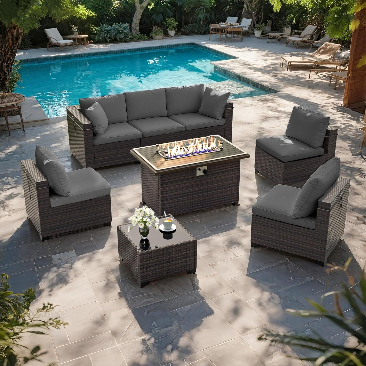 Patio Furniture Set with Fire  - Outdoor Furniture With Fire Pit Table review and price